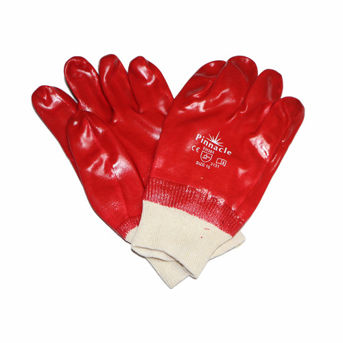 PIONEER RED PVC KNIT WRIST GLOVE ROUGH